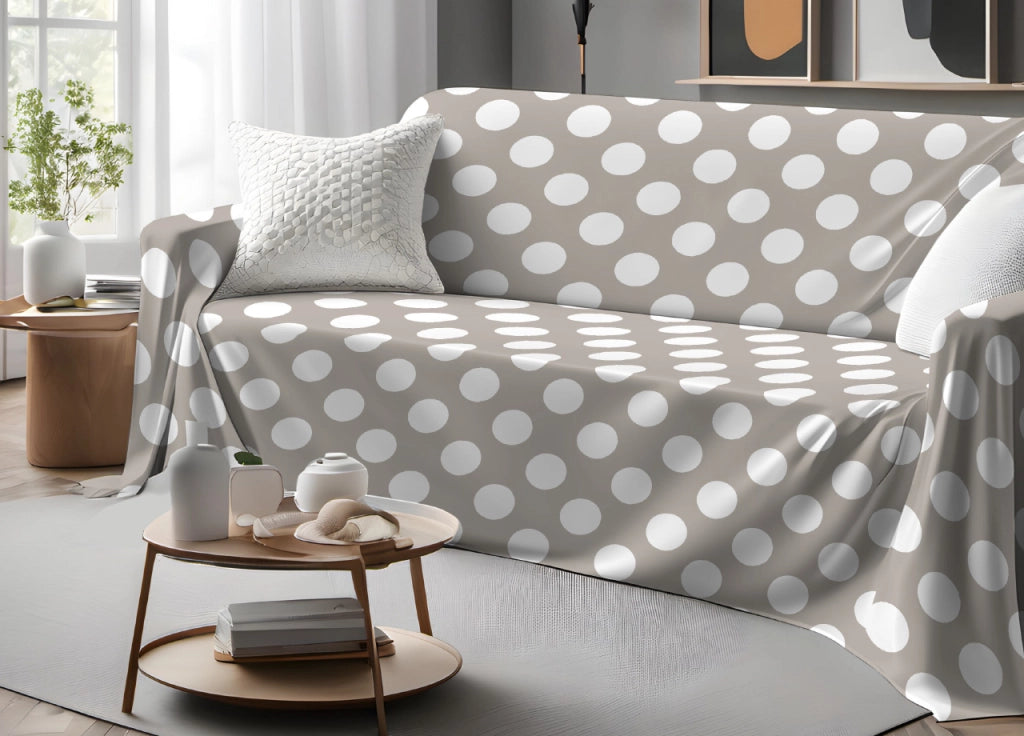 Telo Arredo Granfoulard Copritutto Salvadivano 100% Cotone Dis. Pois - Matrimoniale - Beige