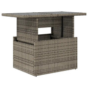 Tavolo da Giardino | Tavolino da esterno Piano in Vetro Grigio 100x55x73cm Polyrattan