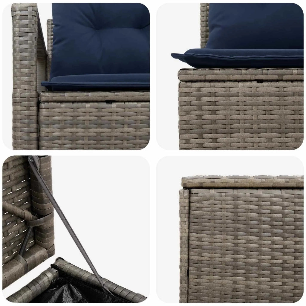 Set di divani 7 pz Grigio e Blu Navy Rattan sintetico e Acciaio 3448725