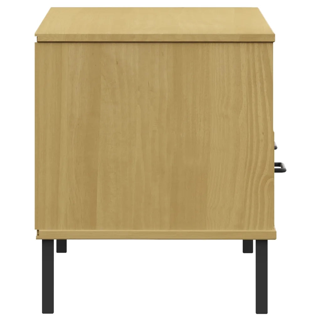 Mobile TV con Gambe Metallo Marrone Legno Massello di Pino OSLO cod mxl 27749
