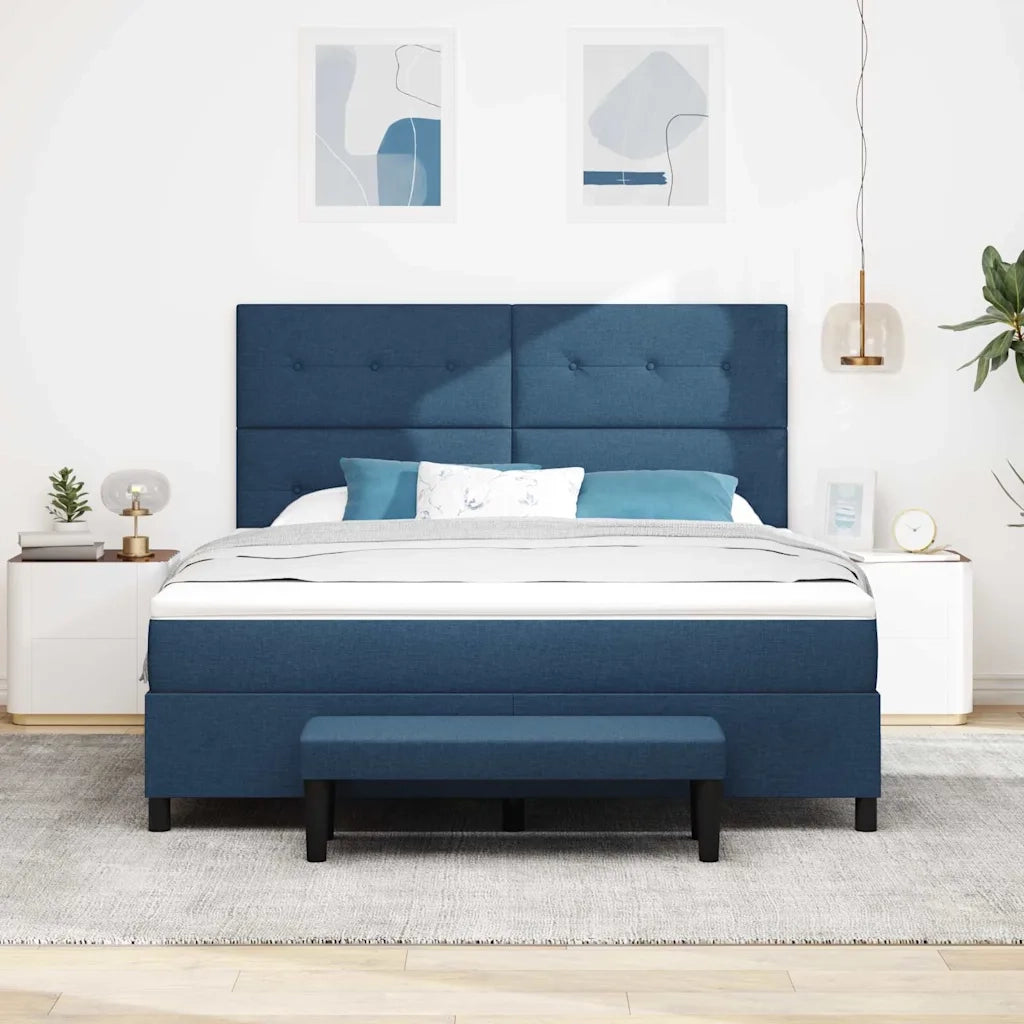 Letto a molle con testiera Blu 180 x 200 cm Tessuto 3344092