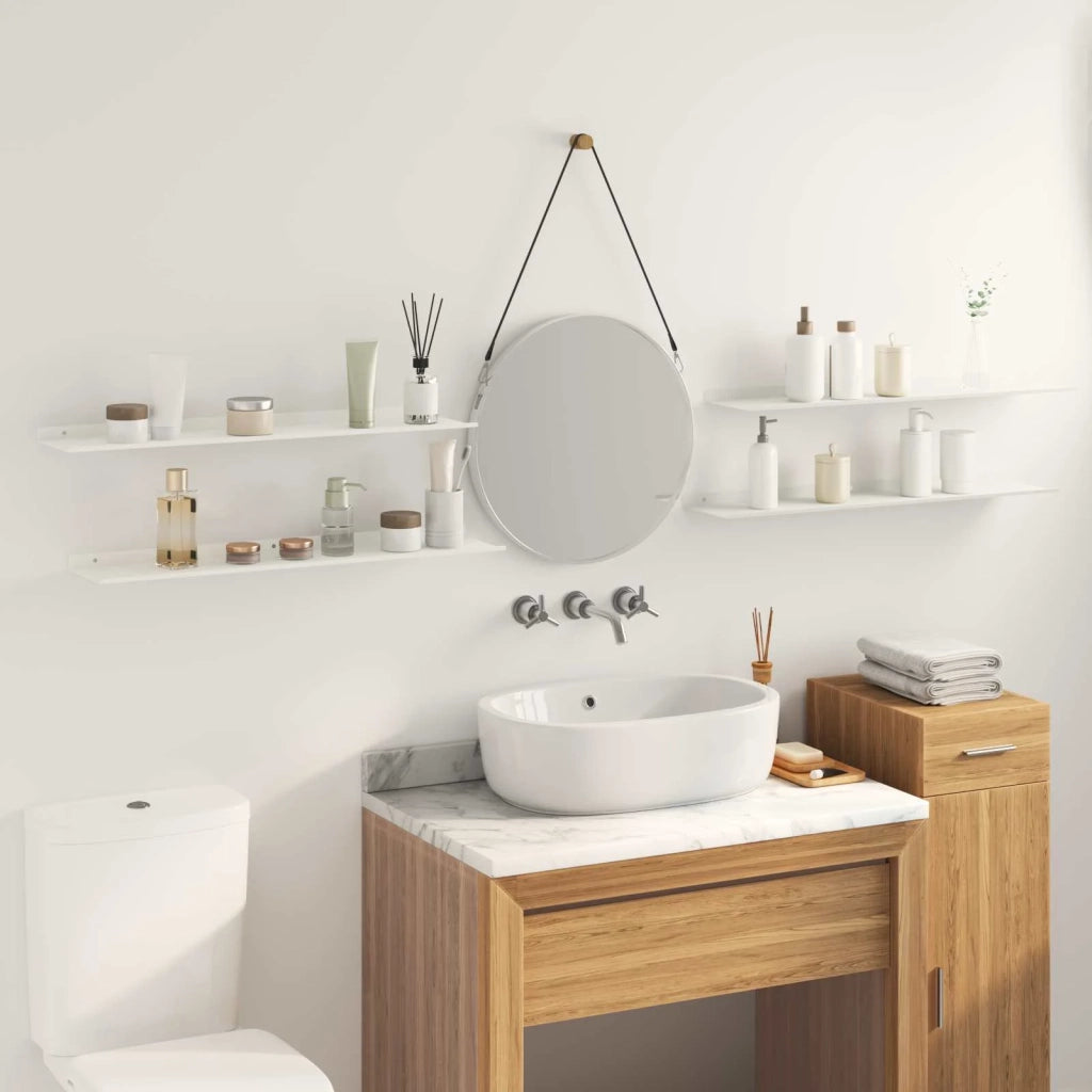 Mensola sospesa 4 pcs Bianco 80 x 18 x 2,5 cm Acciaio