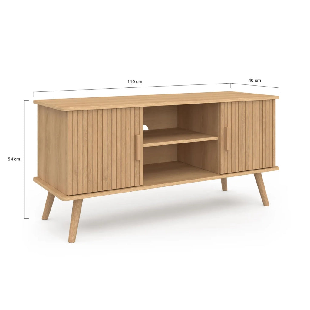 IDMarket - Mobile TV JULIETTE 110 cm con 2 ante a doghe color rovere