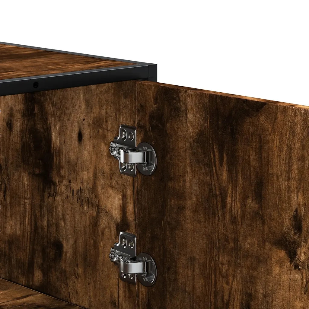 Credenza Rovere Fumo 68x35x139 cm Legno Multistrato Metallo 849051