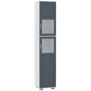 Colonna bagno con 2 ante vetro temperato e ripiani regolabili ¨C Xylo ¨C Bianco e grigio 37x35x190 cm