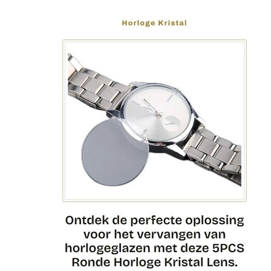 Orologio Vetro - 5PCS - Vetro Minerale di Alta Qualità - Resistente ai Graffi - Resistente alla Corrosione - Diversi Format - Vetro Cristallino - Lente Orlogica