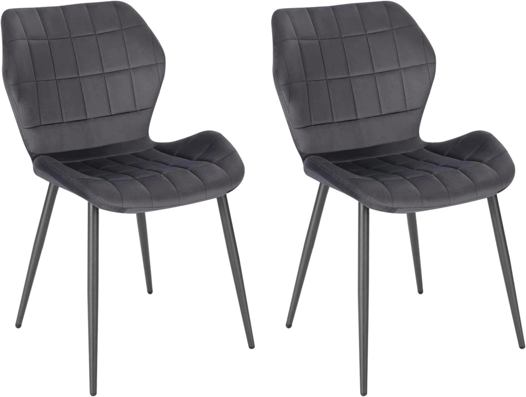 6x Sedie Ergonomica da Pranzo, Sedia Nordica, Sedia da cucina in velluto, Seduta Imbottita, per Camera da Letto, Salotto, Grigio Scuro, Gambe in Metallo, BH356dgr-6