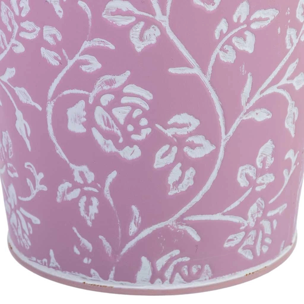 Cubo in metallo rosa D14x14,5h cm B10