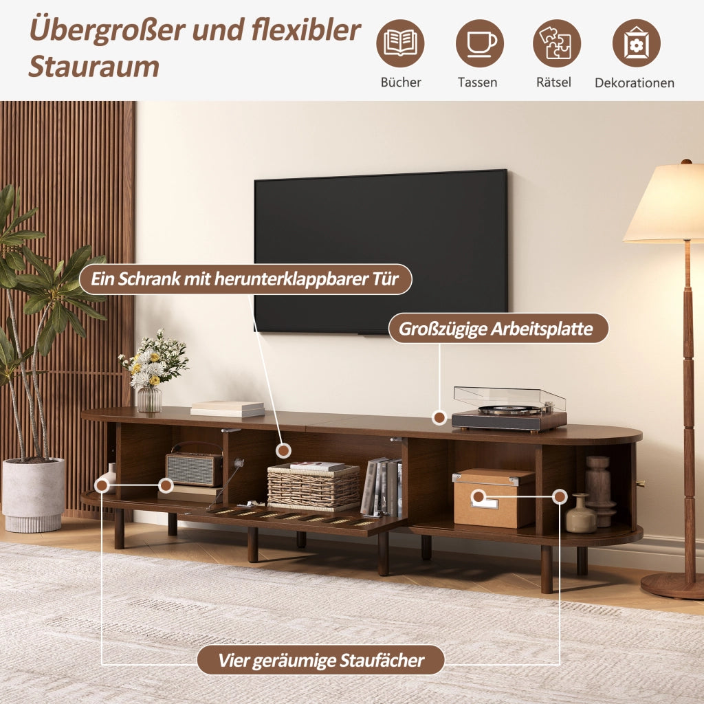MOBILE TV 180 x 40 x 40 cm in MDF color noce con ante a ribalta