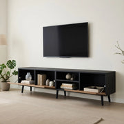 Cassettiera per TV Natural+Black in truciolato lunga 180 cm