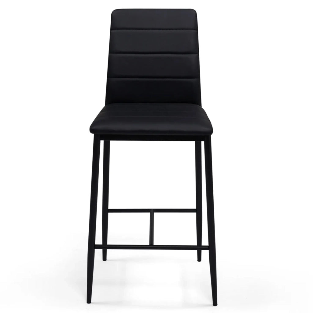 IDMarket - Set di 4 sgabelli da bar imbottito design contemporaneo in PVC nero ROMANE