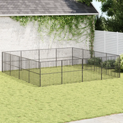 Box per Cani 16 Pannelli Nero Acciaio Zincato 3209555