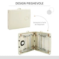 Lettino per Massaggi Pieghevole Professionale, Altezza Regolabile e Borsa di Trasporto, Bianco