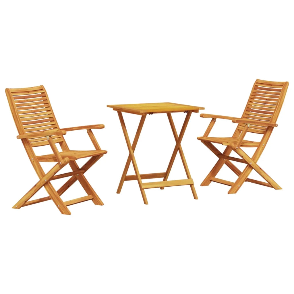 Set Bistro Pieghevole 3 pcs Marrone Legno di Acacia Massello 3375691