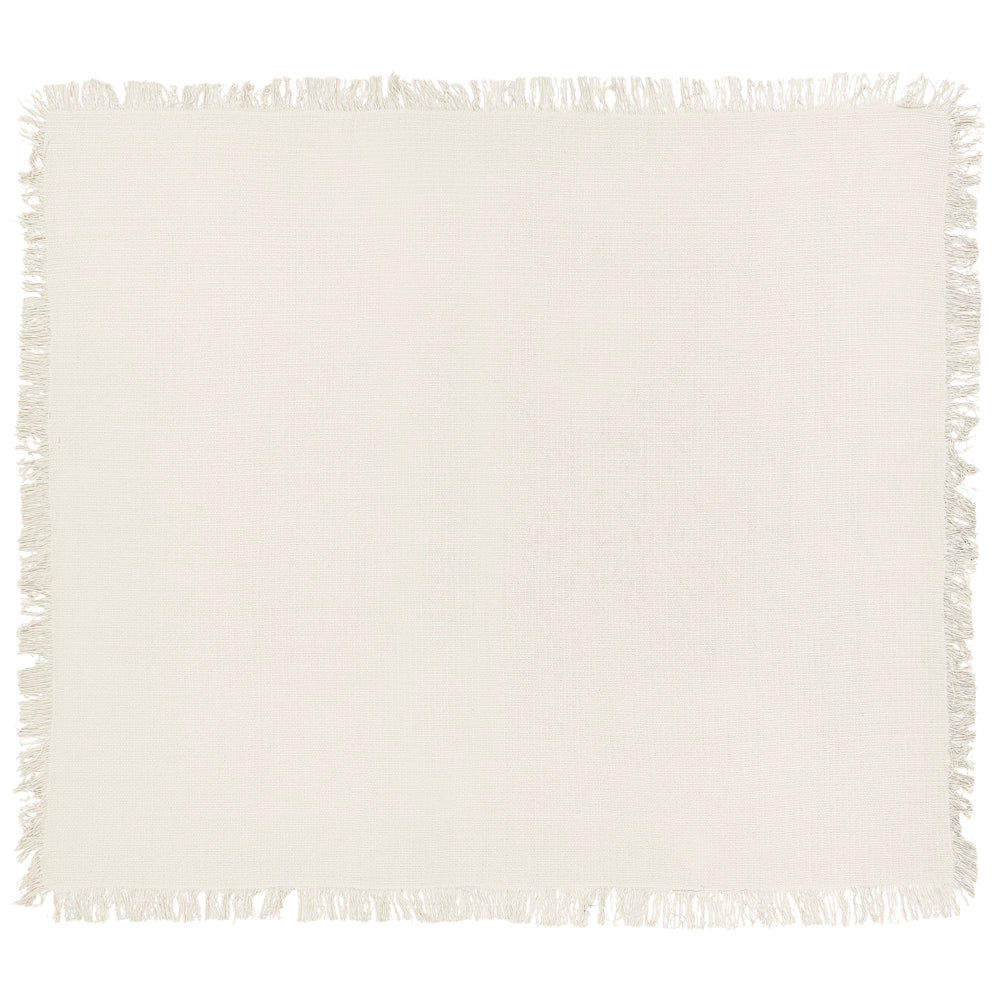 Copriletto bianco sporco in tessuto di cotone 200 x 220 cm con frange Coperta decorativa Biancheria da letto design classico Camera da letto