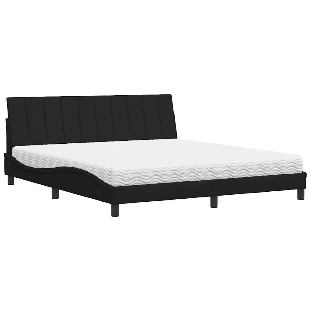 Letto con Materasso Nero 180x200 cm in Tessuto