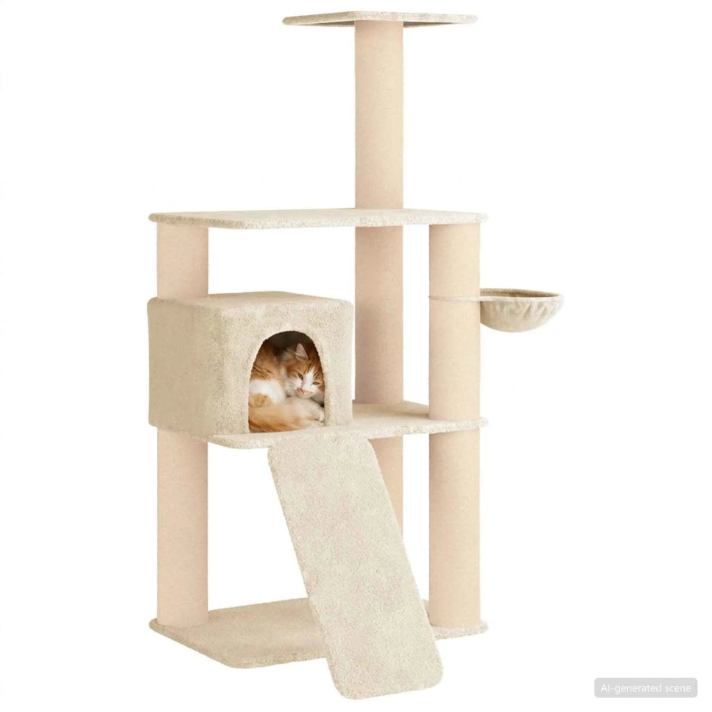 Albero per gatti con pali per graffiare in sisal Crema 173 cm 42033048