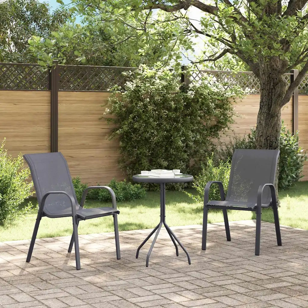 Sedie da Giardino Impilabili 2 pz | Sedie da Esterno in Tessuto Textilene Grigio