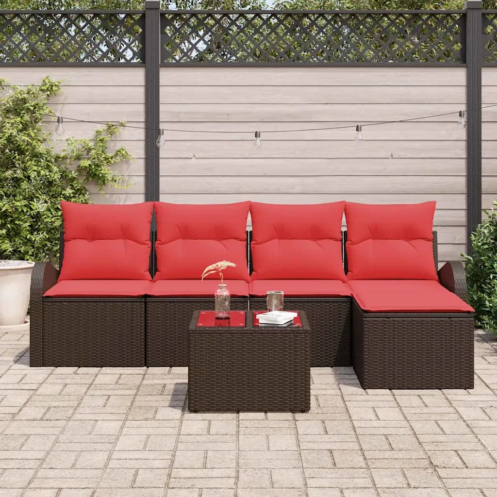 Set Divano da Giardino | Set Salotto da Giardino Marrone polyrattan