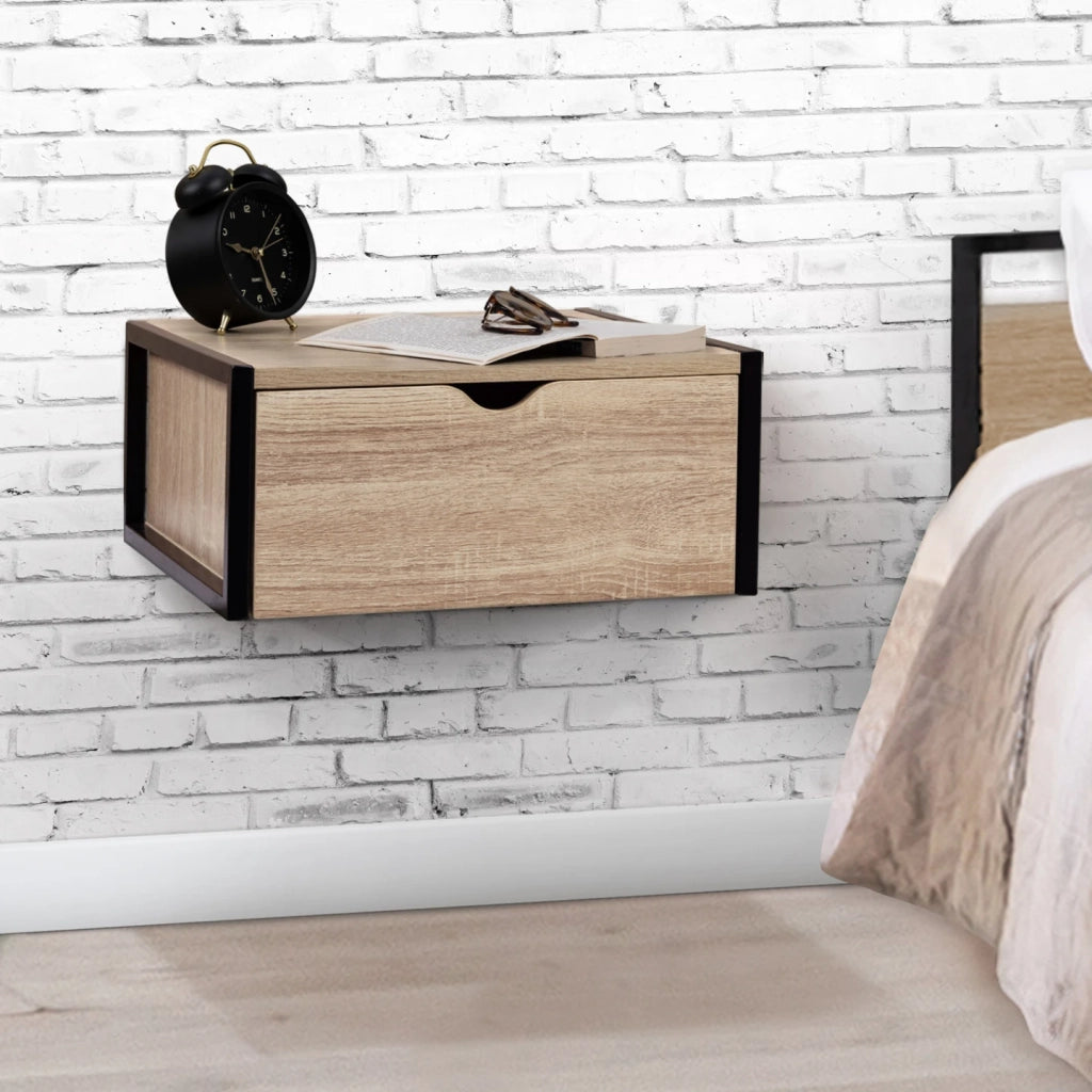 IDMarket - Set di 2 comodini appeso design industriale DETROIT