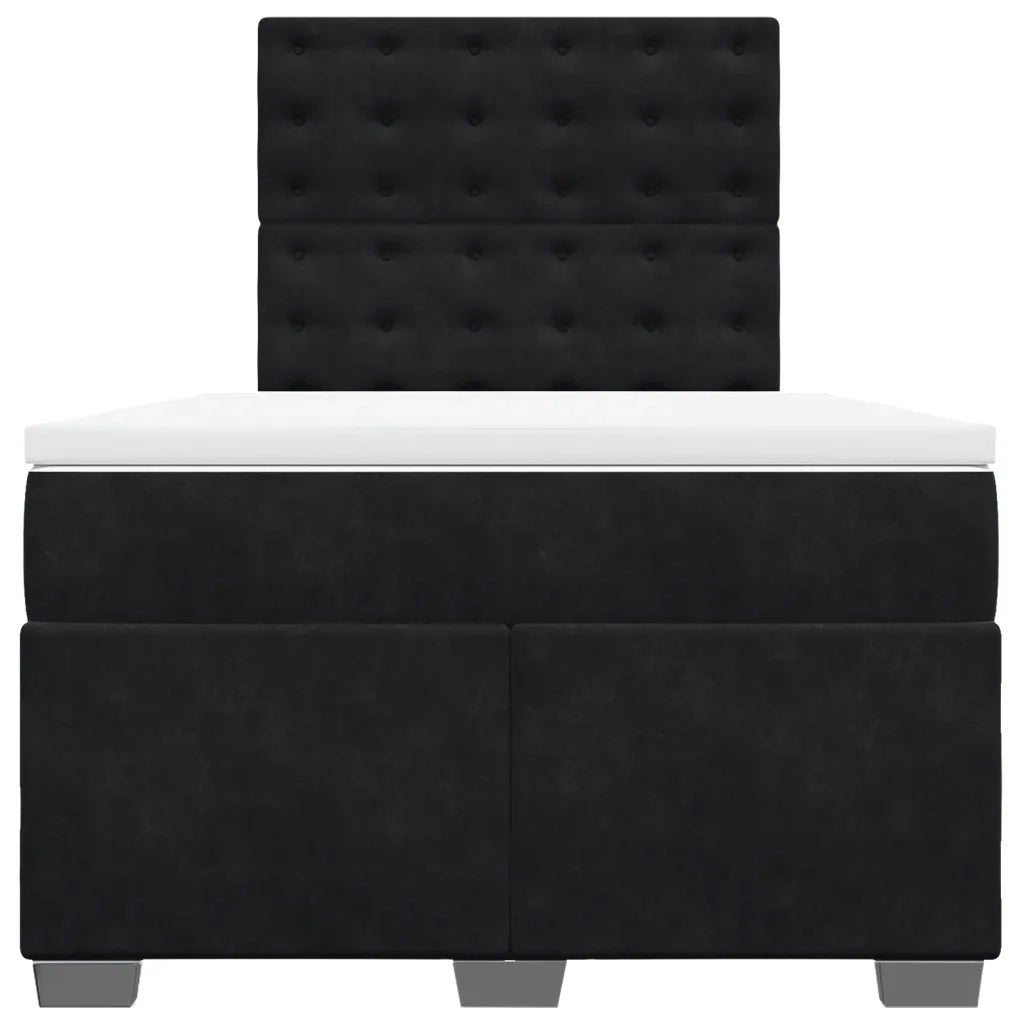 vidaXL Giroletto a Molle con Materasso Nero 120x200 cm in Velluto