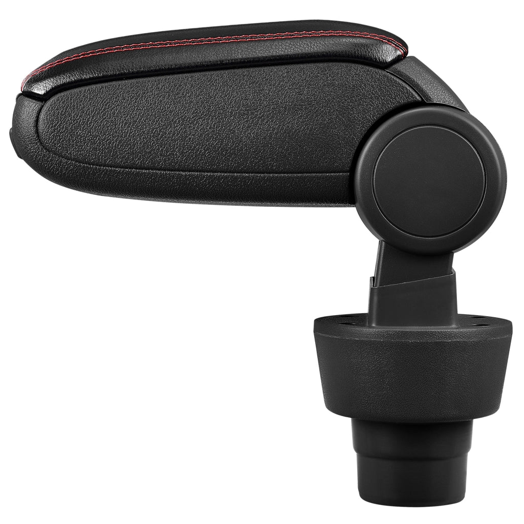 [pro.tec] Bracciolo centrale - Poggiabraccio con vano portaoggetti - imbottito - in similpelle - nero con cucitura rossa - BMW Mini (1. generazione / 2001-2006)