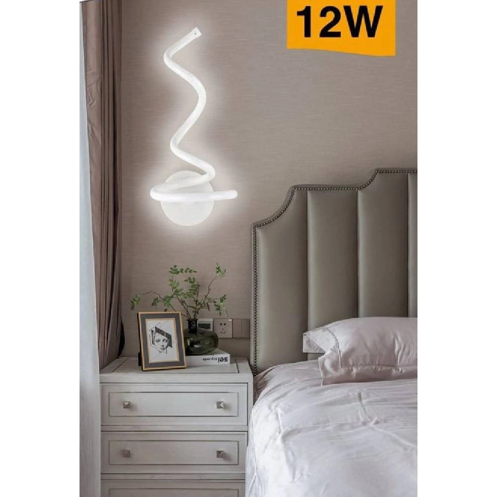 Trade Shop - Applique Moderno Spirale Led 12 W Da Parete Abat Jour 3 Colorazione Luce E24-3c -