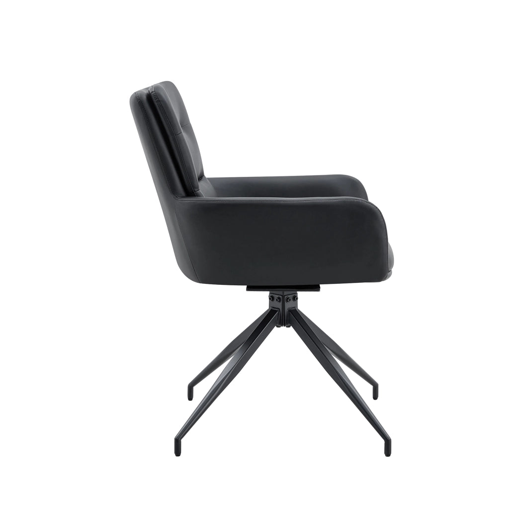 SEDIA Girevole 85 cm in PU Nero e Metallo Nero Set da 2 pezzi