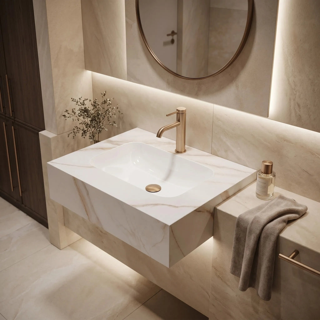 Lavabo Sospeso Rea Aresa Grey Gold 60
