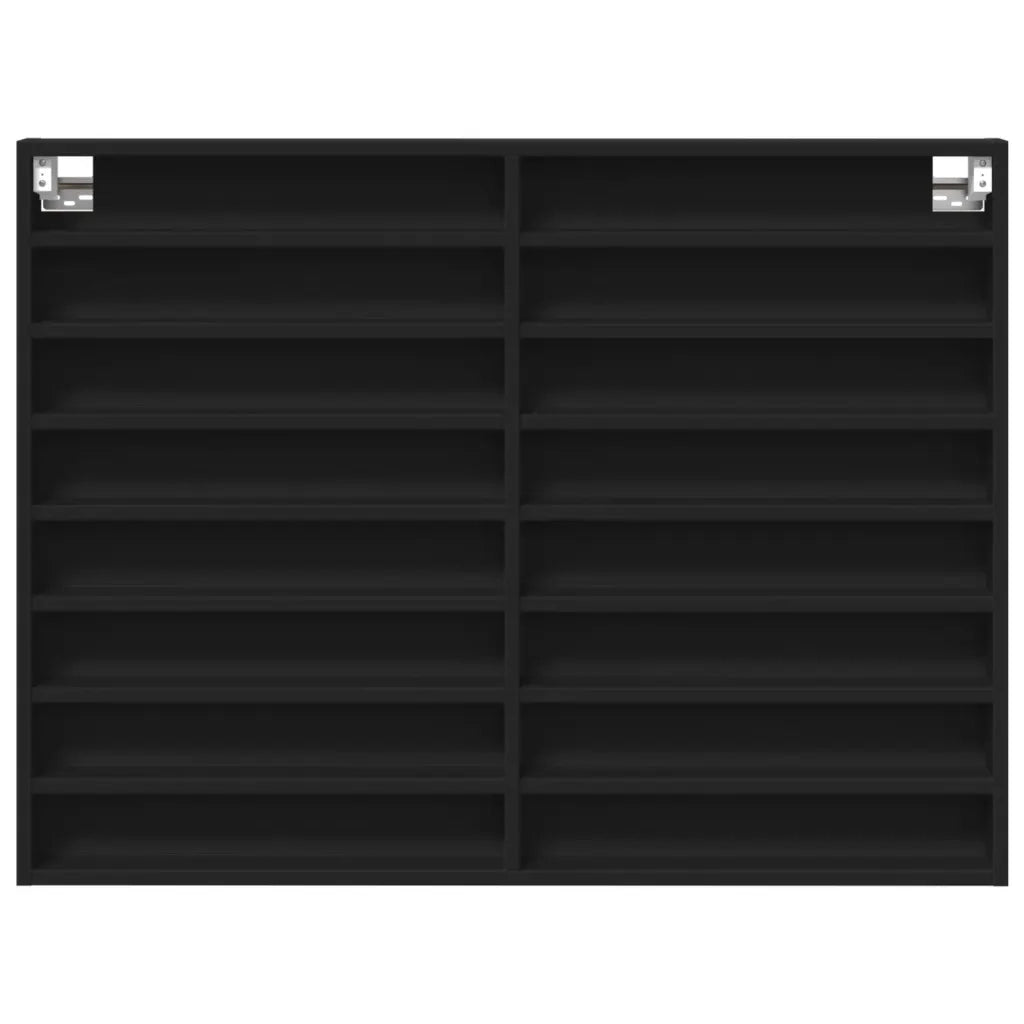 Armadietto con Vetrina Nero 100x8,5x75 cm Legno Multistrato 847934