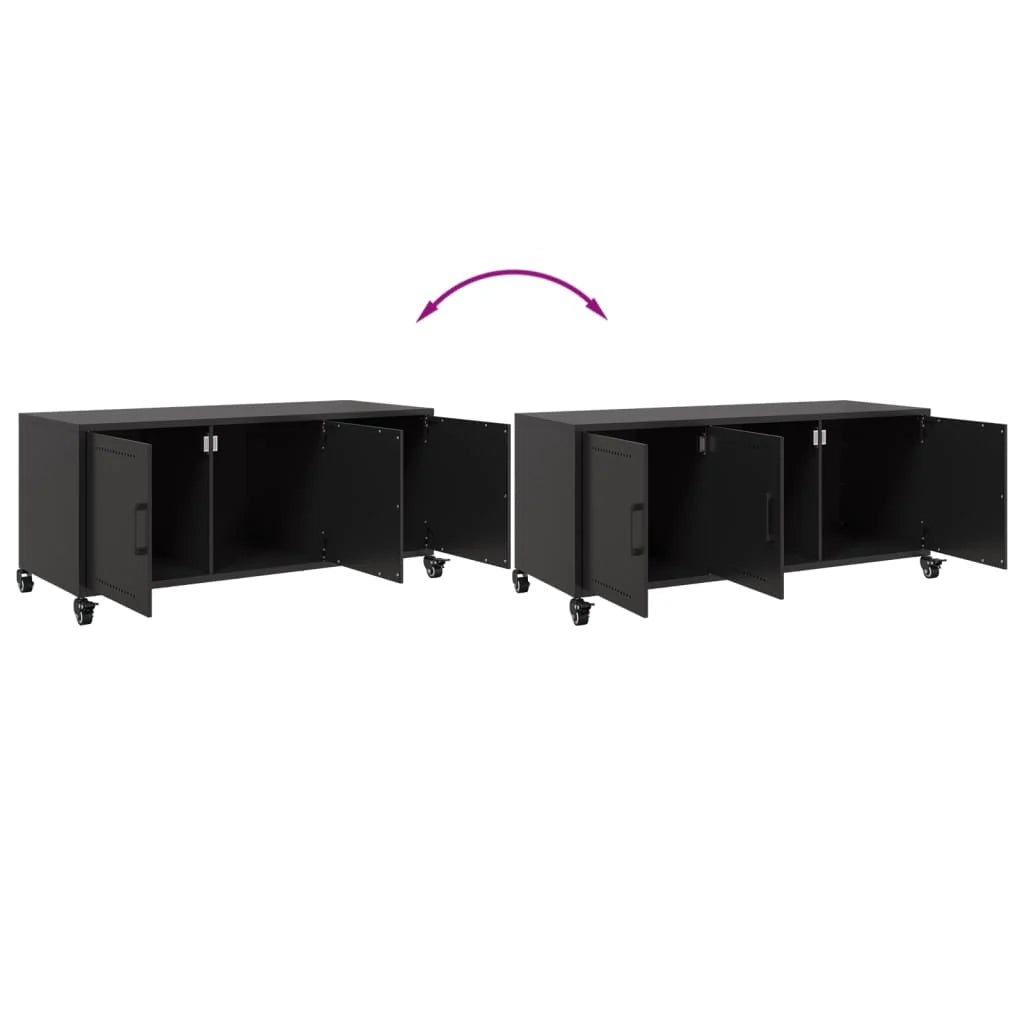 Mobile TV multimediale scaffale TV credenza mobile TV sala da pranzo soggiorno camera da letto 100,5 x 39 x 43,5 cm acciaio nero 02_0025539