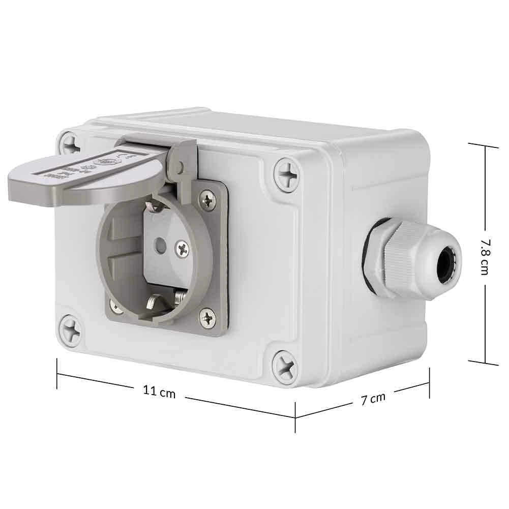 Presa Shucko Elettrica Cassetta Parete Muro Esterno Giardino Impermeabile IP65