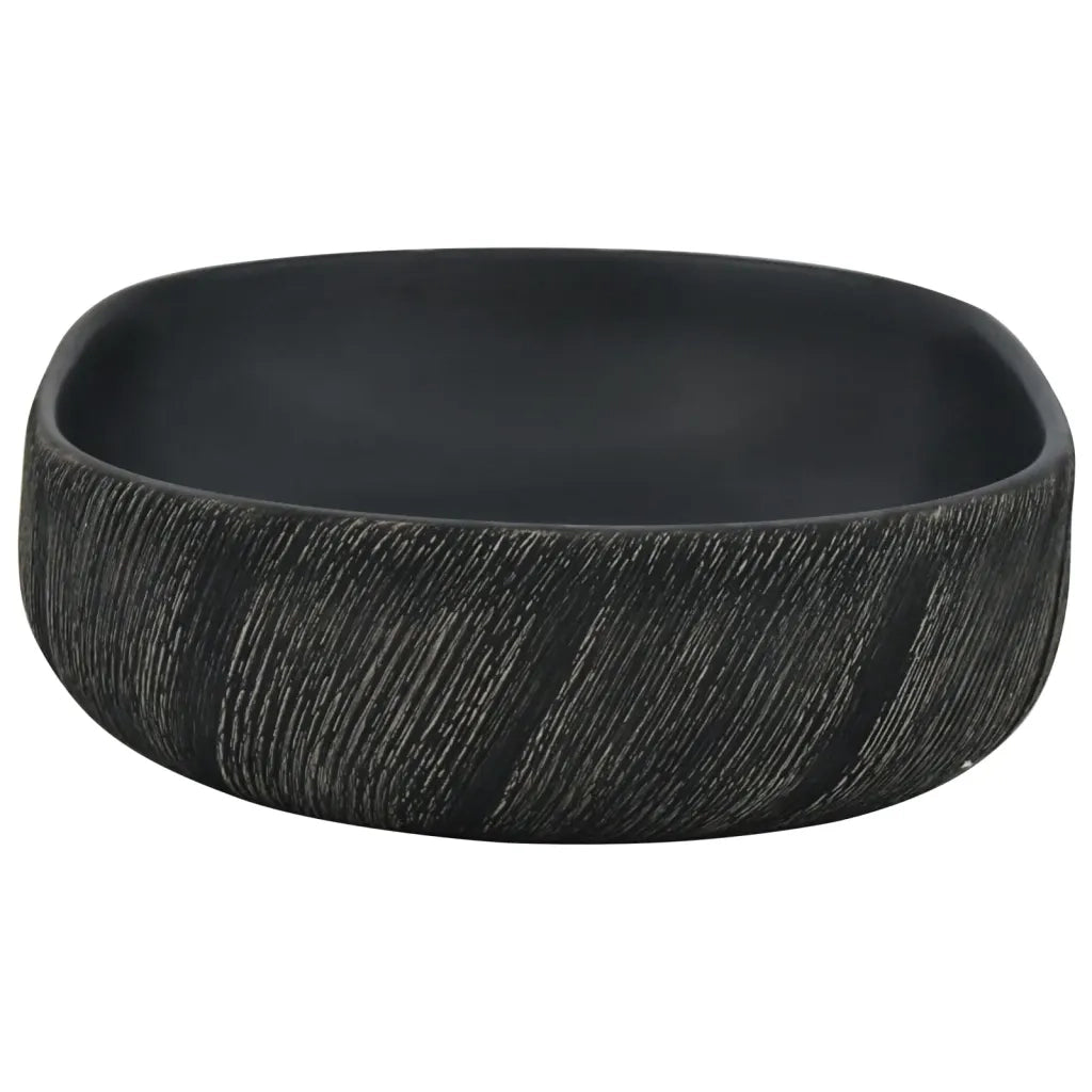 Lavabo da Appoggio-Lavandino-Lavello Nero Ovale 59x40x14 cm Ceramica 545718