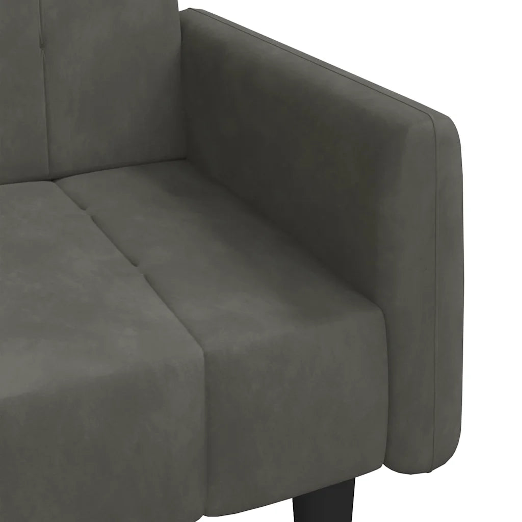 Divano Letto a 2 Posti Grigio Scuro in Velluto 375775