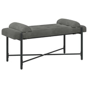 Panchina con bottoni e cuscini Grigio Scuro 110 x 40 x 46 cm 42038386