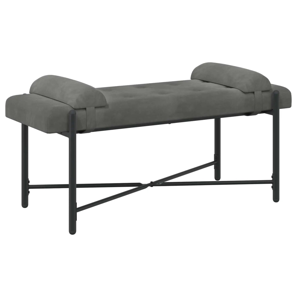 Panchina con bottoni e cuscini Grigio Scuro 110 x 40 x 46 cm 42038386