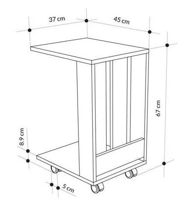Tavolino da divano 37x45x67 cm Edi porta pc e riviste bianco