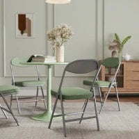 Set di 4 Sedie Pieghevoli con Sedute e Schienali imbottiti in velluto a coste, 45x48.5x82 cm, Verde