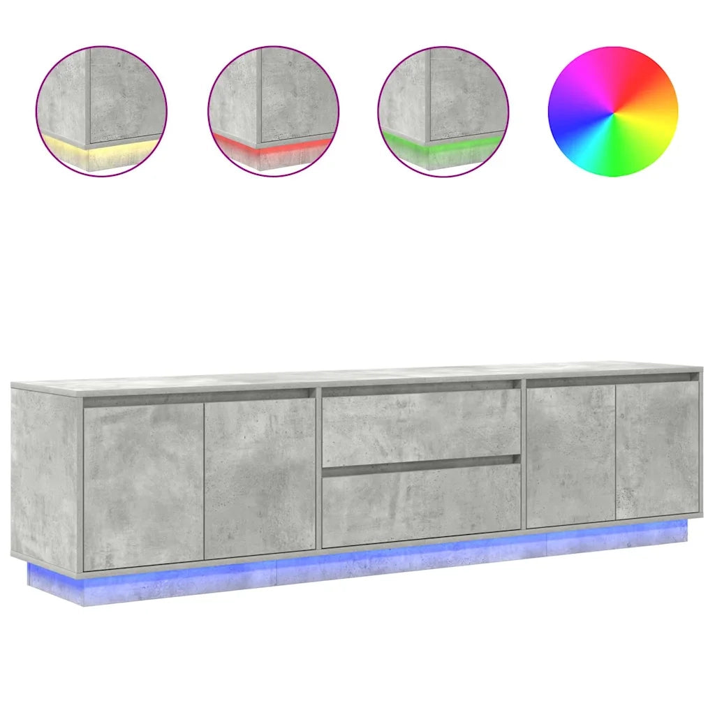 Mobile Porta TV con Luci LED Grigio Cemento 193,5x41x50 cm 3328438