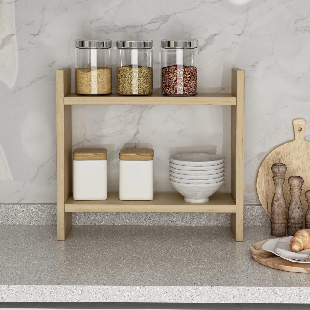Morfasso, Mensola 2 Ripiani, 34x10x30h cm Marrone Rovere