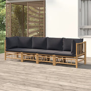 Set Salotto da Giardino 4pz con Cuscini Grigio Scuro BambÃ¹cod mxl 124280