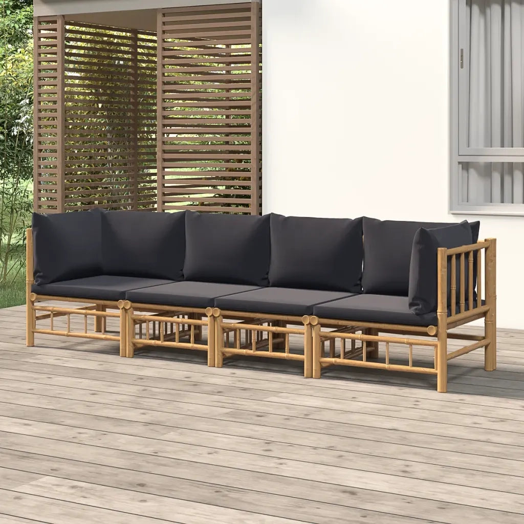 Set Salotto da Giardino 4pz con Cuscini Grigio Scuro BambÃ¹cod mxl 124280