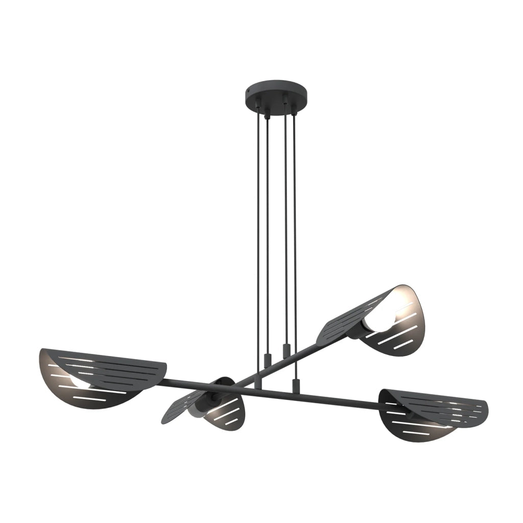 Lampadario Moderno 4 Luci Iperione A Bracci In Acciaio Nero
