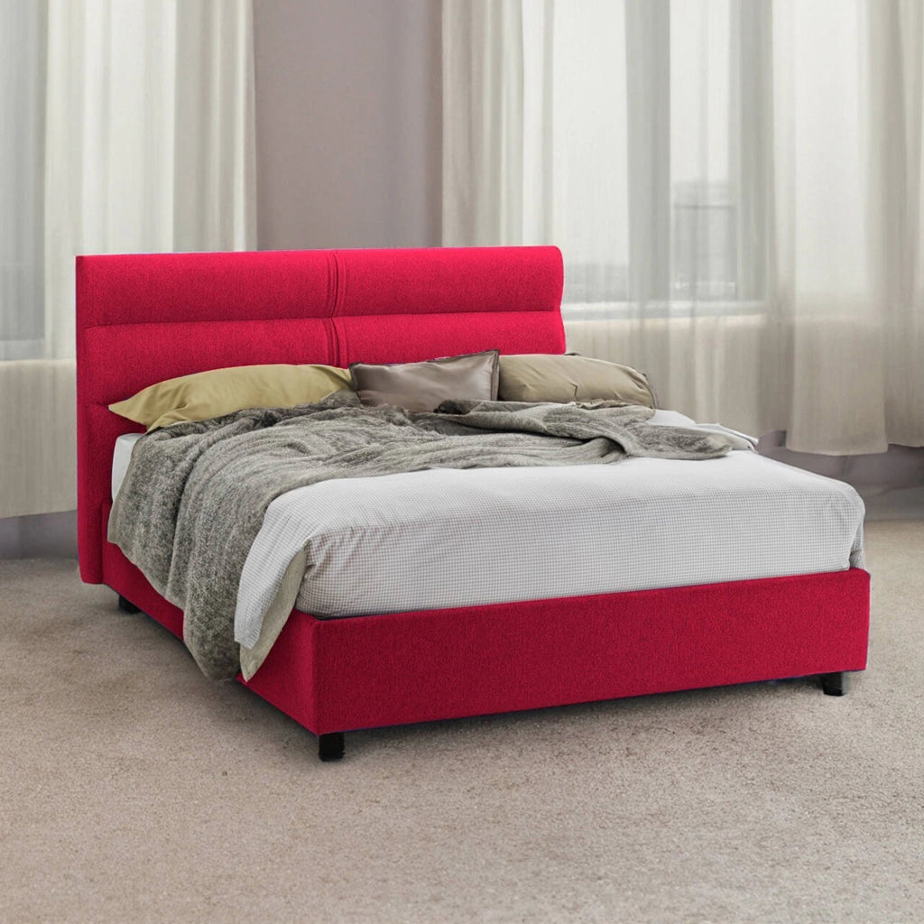 Briona, Letto Piazza e Mezza Sfoderabile Made in Italy, Rosso