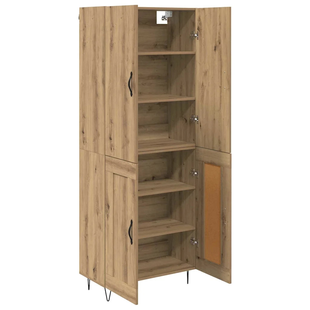 Credenza 2 pz | Madia | Buffet da pranzo | Armadio da pranzo Rovere artigianale Legno ingegnerizzato e vetro