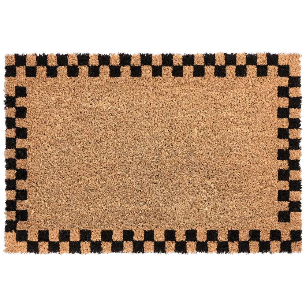 Zerbino in fibra di cocco beige/nero con fondo antiscivolo, 60 x 90 cm Zerbino decorativo antiscivolo a tinta unita