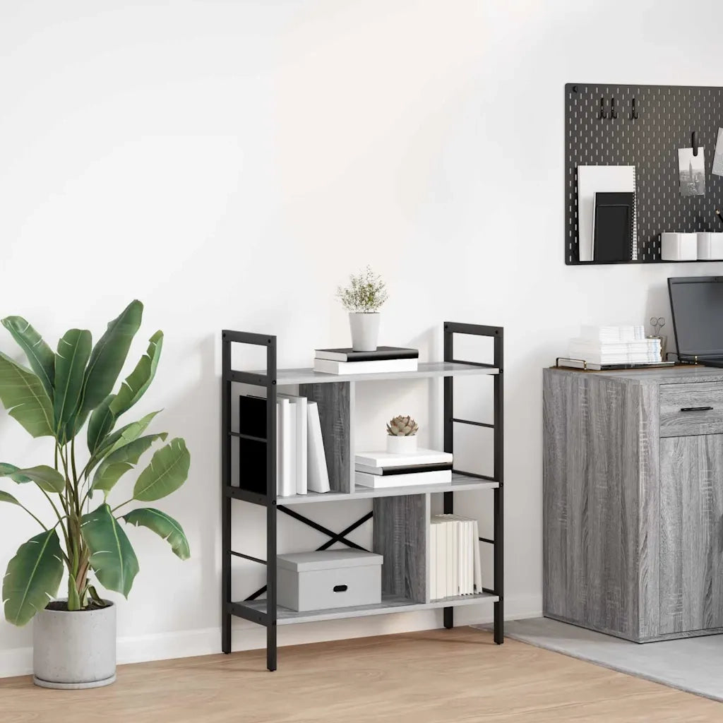 Libreria-Scaffale per Libri-Mobile di Stoccaggio Grigio Sonoma 75 x 30 x 91 cm Legno multistrato