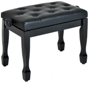 Sgabello Panca per Pianoforte con Altezza Regolabile 45-55cm, in Legno e pelle PU Nera