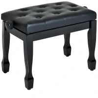Sgabello Panca per Pianoforte con Altezza Regolabile 45-55cm, in Legno e pelle PU Nera