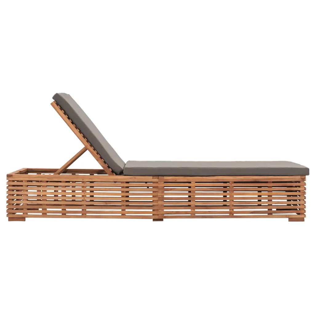Lettino Prendisole con Cuscino Grigio Scuro in Legno di Teak 316038